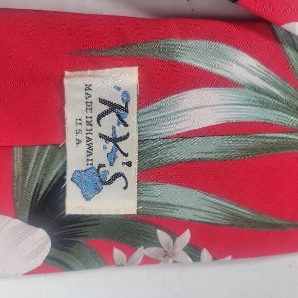 KY's Hawaiian Hibiscus Tropical Floral Resort Vacation Workwear 54" Tie - Picture 4 of 4